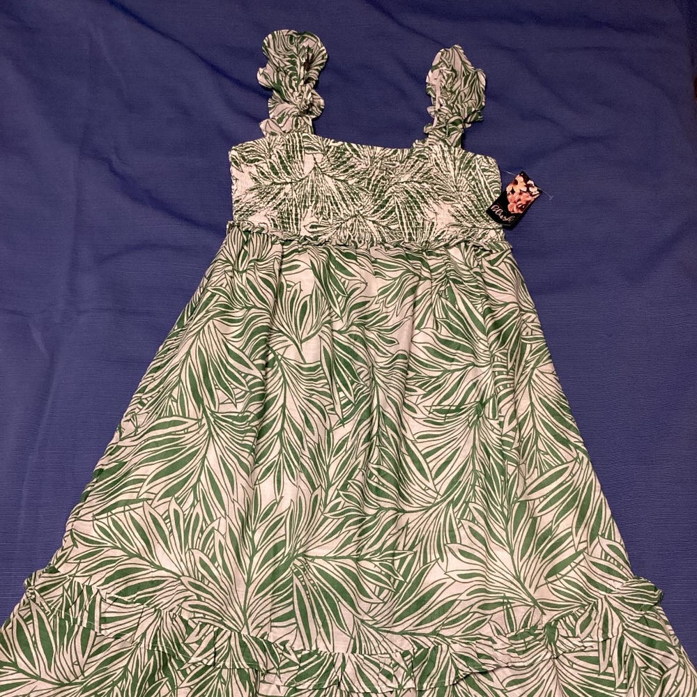 Blush tropical green midi dress, size XL, NWT